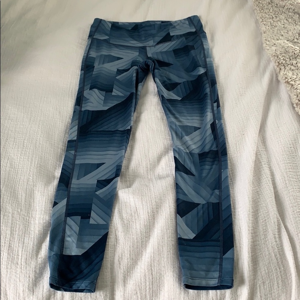 Athleta Leggings Geometric Blue Design